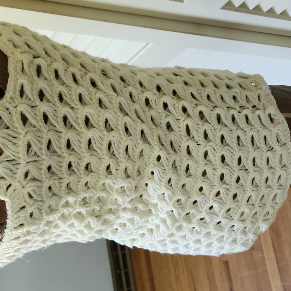 Handmade Crochet Knit Tank Cream Colored Yarn - Picture 7 of 7
